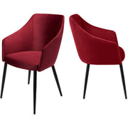 Surya Milford Modern SET OF 2 Cranberry Velvet Dining Chairs With Black Metal Legs