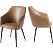 Surya Milford Modern SET OF 2  Faux Leather Dining Chairs With Black Metal Legs