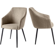 Surya Milford Modern SET OF 2 Oatmeal Jacquard Dining Chairs With Black Metal Legs