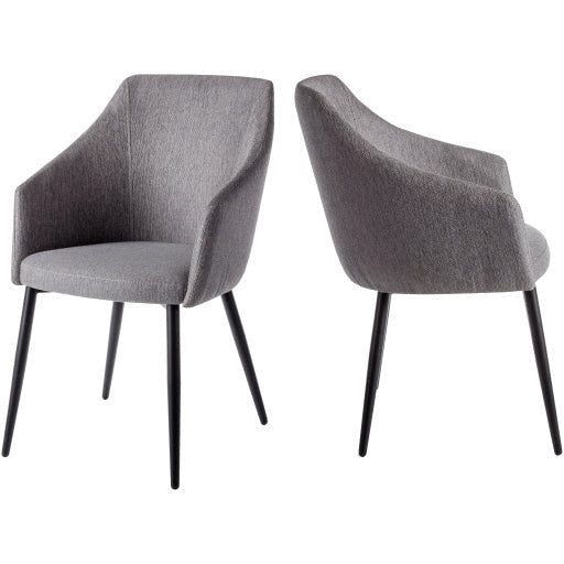Surya Milford Modern SET OF 2 Grey Jacquard Dining Chairs With Black Metal Legs