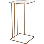 Surya Natalie Modern Glass Top With Gold Metal Base Accent Side Table NAE-001