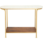 Surya Nicola Modern White Marble Top With Gold Metal Base Console Table NCL-100