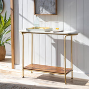 Surya Nicola Modern White Marble Top With Gold Metal Base Console Table NCL-100
