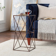 Surya Neo Geo Modern Glass Top With Metallic Copper Metal Base Accent Side Table NGO-003