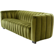 Surya Brionne Modern Olive Green Velvet Channeled Sofa