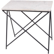 Surya Norah Modern White Marble Top With Gray Metal Base Accent Side Table NRH-005