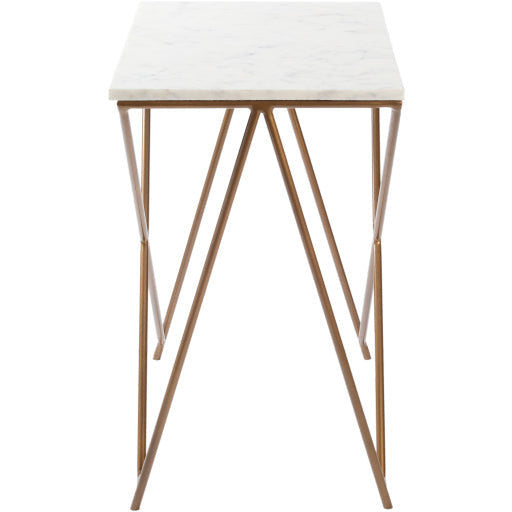 Surya Norah Modern White Marble Top With Gold Metal Base Accent Side Table NRH-001