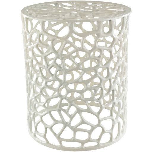 Surya Risa Modern White Metal Round Accent Side Table RIS-001