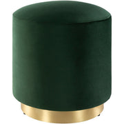 Surya Roxeanne Modern Dark Green Velvet Round Pouf Ottoman With Gold Base RON-006