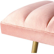 Surya Roxeanne Modern Blush Channeled Velvet Bench With Gold Metal Base RON-007