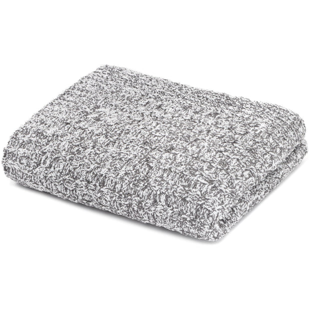 Kashwere Ultra Soft Mini Cable Cozy Throws Available In Slate With Light Grey & Slate With White