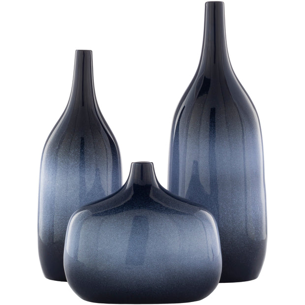 Surya Sparta Collection Modern Set of 3 Blue Ceramic Vases SPA-001