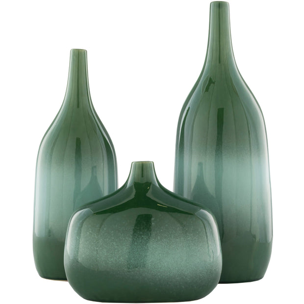 Surya Sparta Collection Modern Set of 3 Green Ceramic Vases SPA-002