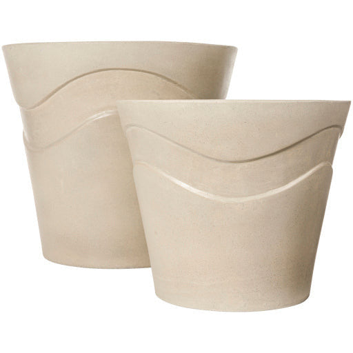 Surya Seastone Collection Modern Set of 2 Brushed Matte Gray Concrete Outdoor Floor Vases SST-005