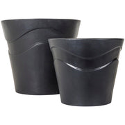 Surya Seastone Collection Modern Set of 2 Brushed Matte Black Concrete Outdoor Floor Vases SST-006