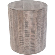 Surya Troyes Modern Gray Wood Round Accent Side Table TOE-003