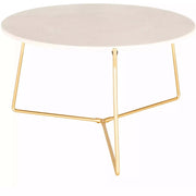 Surya Suave Modern White Marble Top With Gold Metal Base Round Coffee Table UAV-001