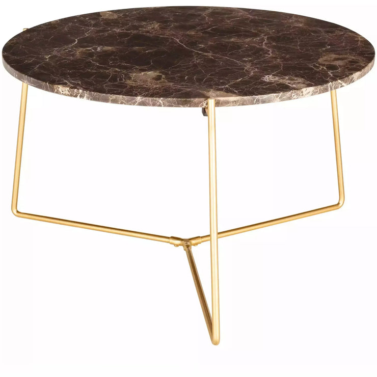 Surya Suave Modern Brown Marble Top With Gold Metal Base Round Coffee Table UAV-002