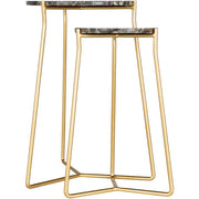 Surya Suave Modern Brown Marble Top With Gold Metal Base Set of 2 Nesting Accent Side Tables UAV-004