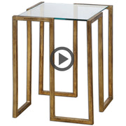 Uttermost Mirrin Glass Too With Antiqued Gold Iron Contemporary Accent Table