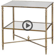 Uttermost Henzler Mirrored Top With Antiqued Gold Iron Side Table