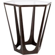 Surya Vortex Modern Glass Top With Brown Metal Base Accent Side Table VTX-002
