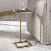 Salt & Light Black Marble Top With Aged Gold Base Modern Accent Table