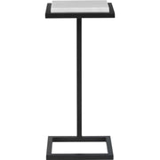Salt & Light White Marble Top With Satin Black Base Modern Accent Table