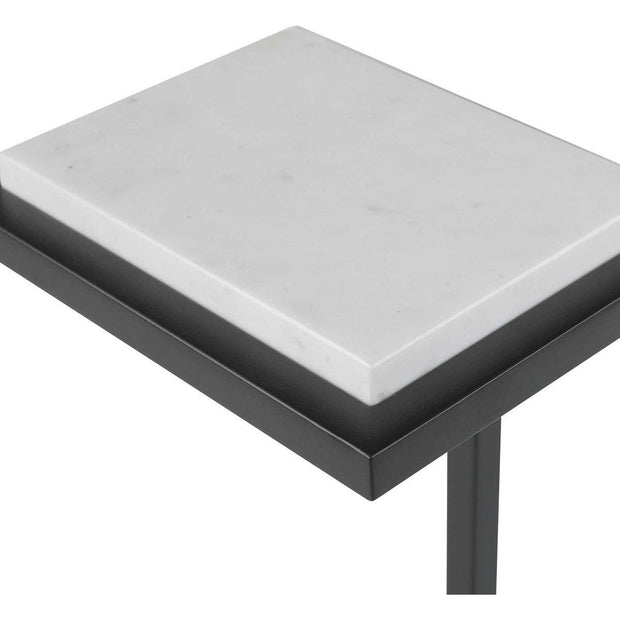 Salt & Light White Marble Top With Satin Black Base Modern Accent Table
