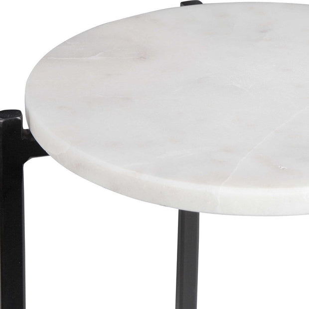Salt & Light White Marble Tops With Matte Black Bases Set of 2 Accent Tables