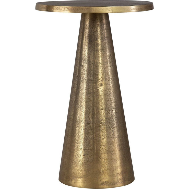 Salt & Light Antique Brass Round Modern Pedestal Accent Side Table
