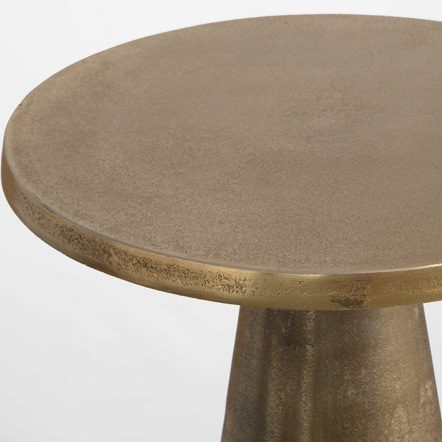 Salt & Light Antique Brass Round Modern Pedestal Accent Side Table
