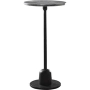 Salt & Light Black Marble Top With Matte Black Base Modern Round Accent Table