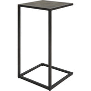 Salt & Light Gray Shagreen Top With Antique Black Base Accent Side Table