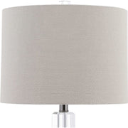 Salt & Light Taupe Linen Shade With Stacked Crystal and Dark Nickel Base Table Lamp