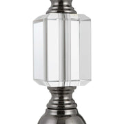 Salt & Light Taupe Linen Shade With Stacked Crystal and Dark Nickel Base Table Lamp