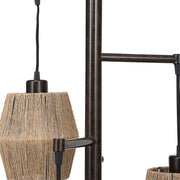 Salt & Light Rope Drum Shades with Rubbed Bronze Base Modern Floor Lamp
