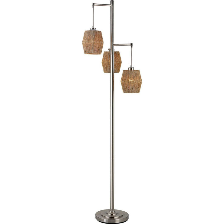 Casa Bella Living Rope Drum Shades with Brushed Nickel Base Modern Floor Lamp