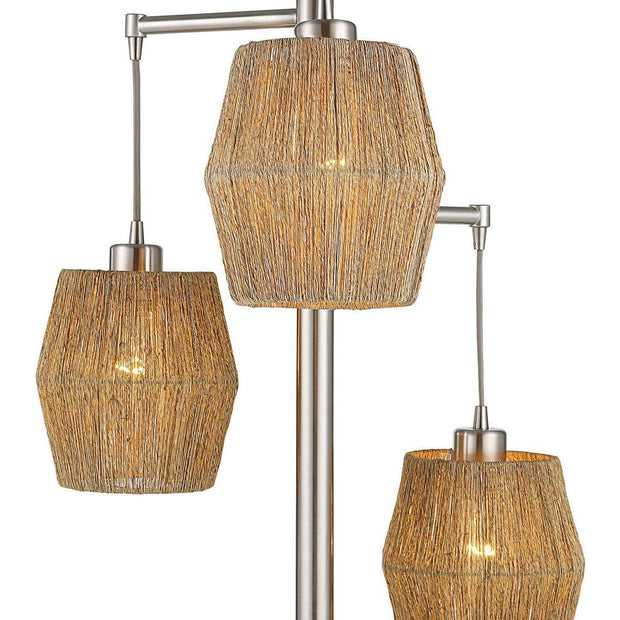 Casa Bella Living Rope Drum Shades with Brushed Nickel Base Modern Floor Lamp