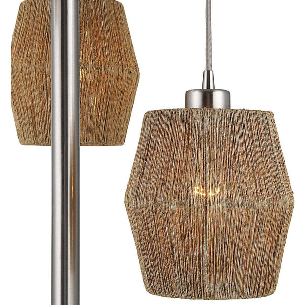 Casa Bella Living Rope Drum Shades with Brushed Nickel Base Modern Floor Lamp