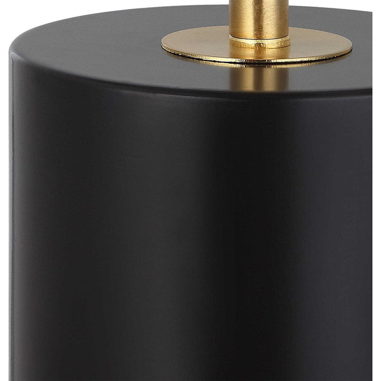 Casa Bella Living White Linen Shade with Matte Black Metal Base and Gold Accents Table Lamp ~ LAST CHANCE SALE ~ LIMITED QUANTITY