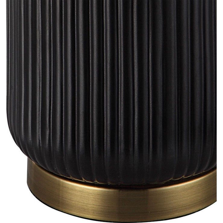 Casa Bella Living White Linen Shade with Black Textured Ceramic Base Table Lamp ~ LAST CHANCE SALE ~ LIMITED QUANTITY