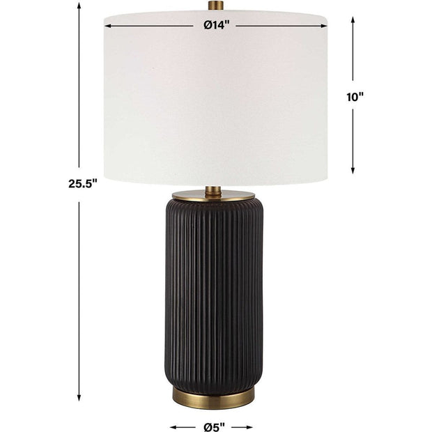 Casa Bella Living White Linen Shade with Black Textured Ceramic Base Table Lamp ~ LAST CHANCE SALE ~ LIMITED QUANTITY
