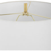 Casa Bella Living White Linen Shade with Glass and Gold Base Table Lamp