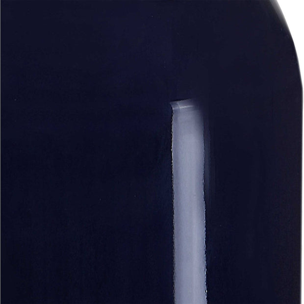 Casa Bella Living White Linen Shade with Navy Blue Ceramic Base Table Lamp