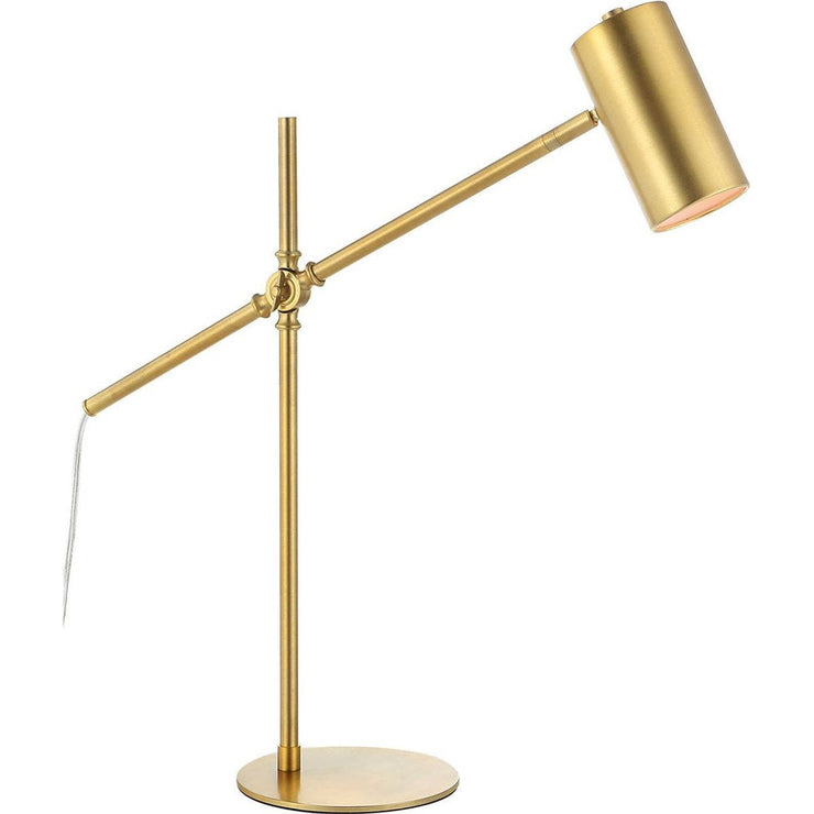 Salt & Light Gold Cylinder Metal Shade With Brushed Gold Base Adjustable Modern Desk Lamp