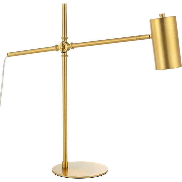 Salt & Light Gold Cylinder Metal Shade With Brushed Gold Base Adjustable Modern Desk Lamp