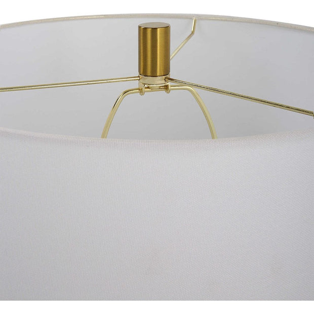 Salt & Light White Linen Shade with Dark Green and Antique Gold Ceramic Base Table Lamp