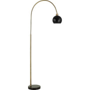 Salt & Light Matte Black Metal Shade With Antique Bass and Black Marble Base Modern Arched Floor Lamp