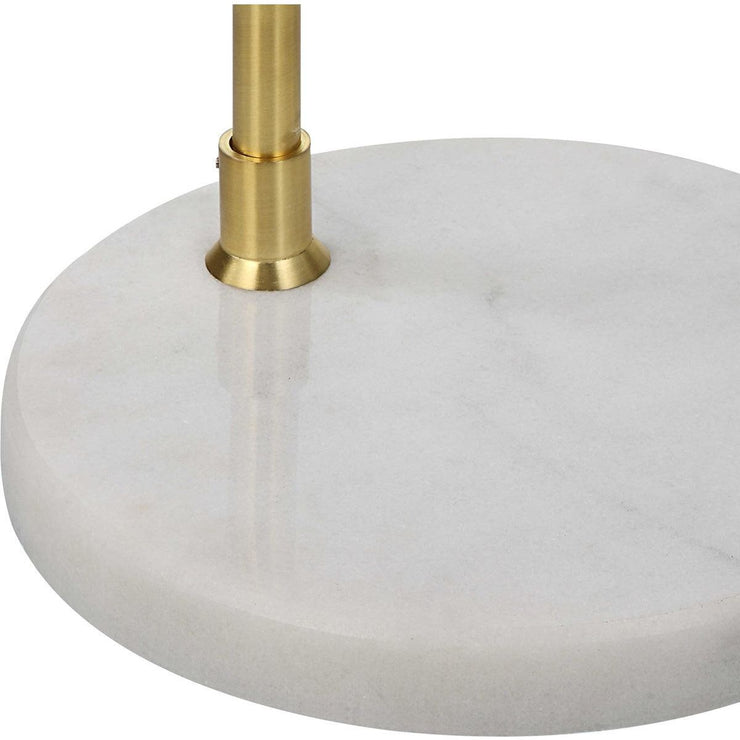 Salt & Light White Metal Cone Shade with Gold and White Marble Base Modern Floor Lamp